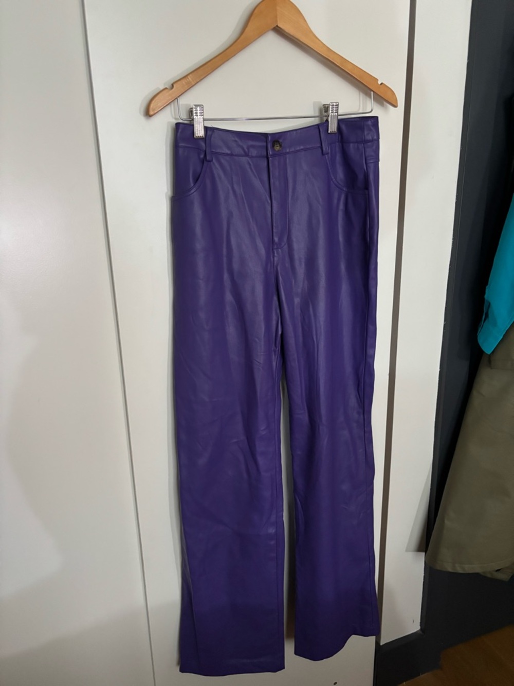 Sans Souci Bold Purple Faux Leather Pants